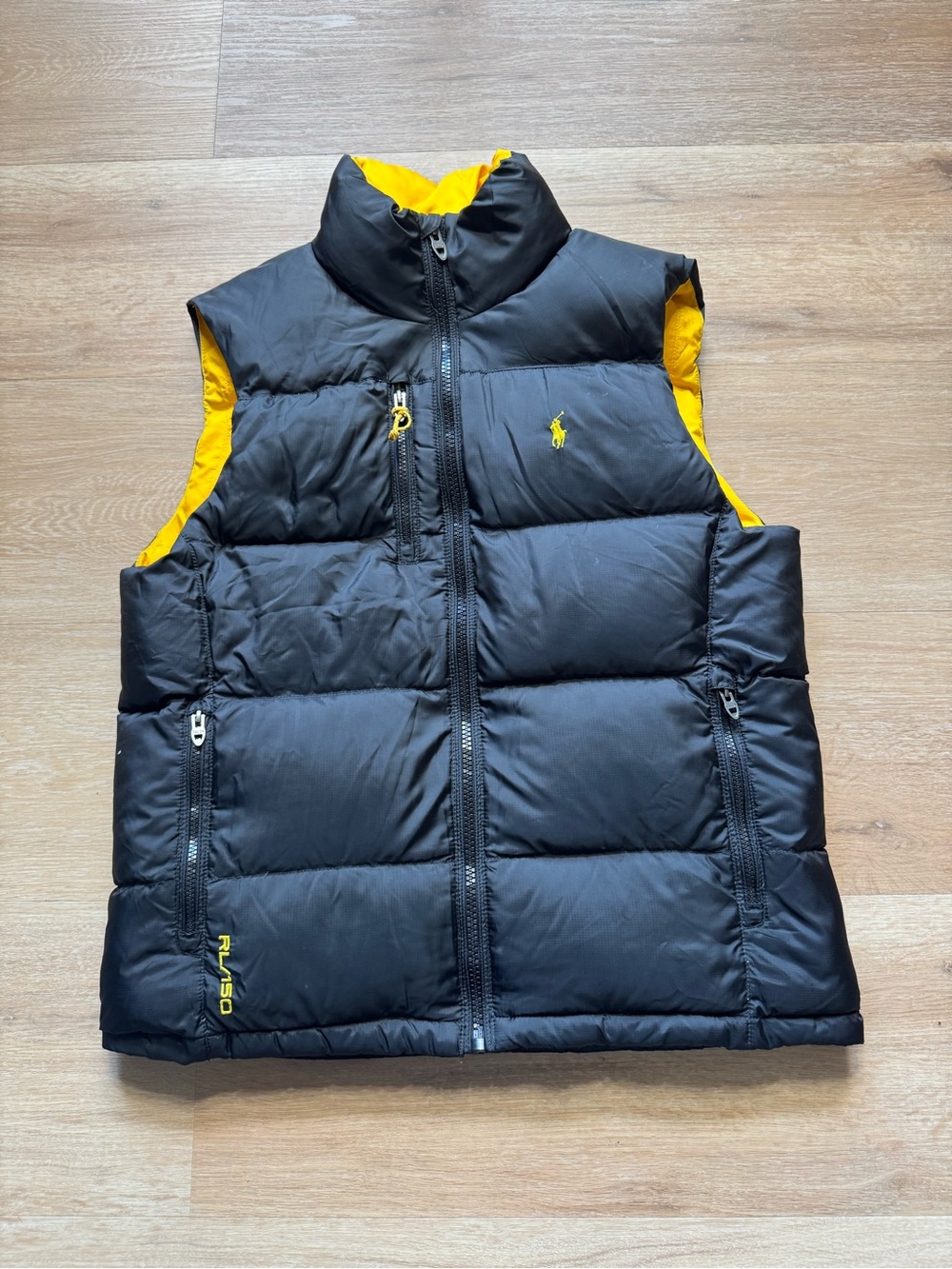 Polo by Ralph Lauren Black and Yellow Quilted Puffer Vest